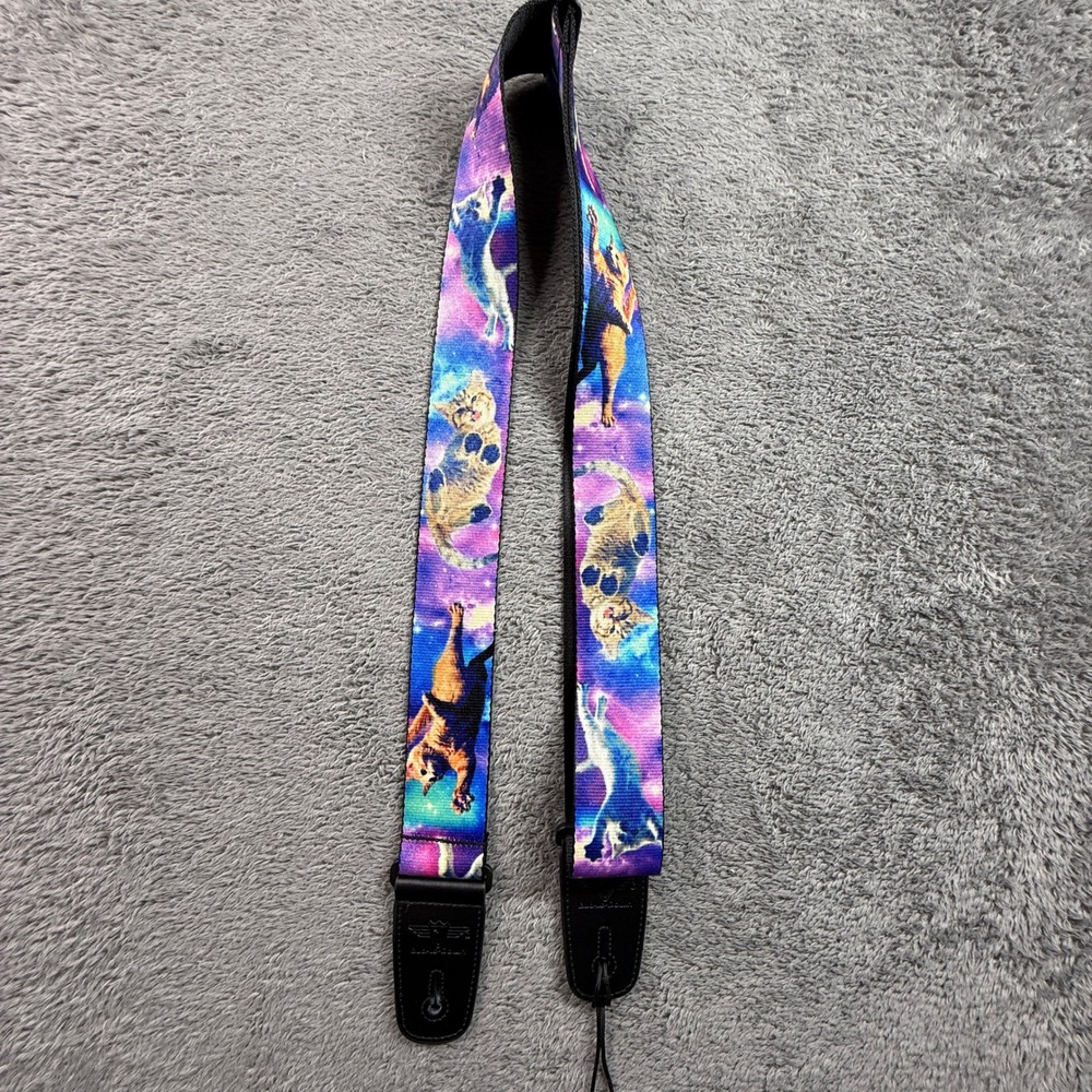 Buckle-Down Guitar Strap Unisex OS Purple Excellent Cats In Space Trippy Funk